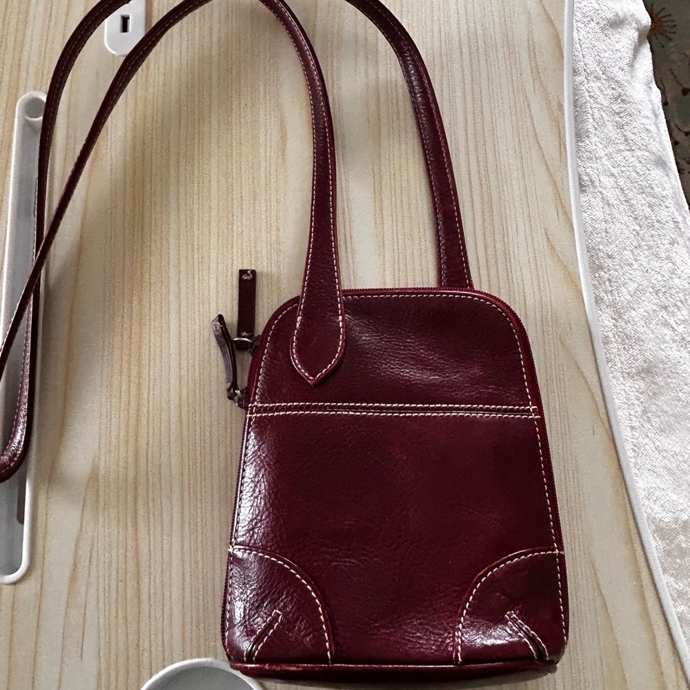 Latico Brown Crossbody Bag with Glossy Finish